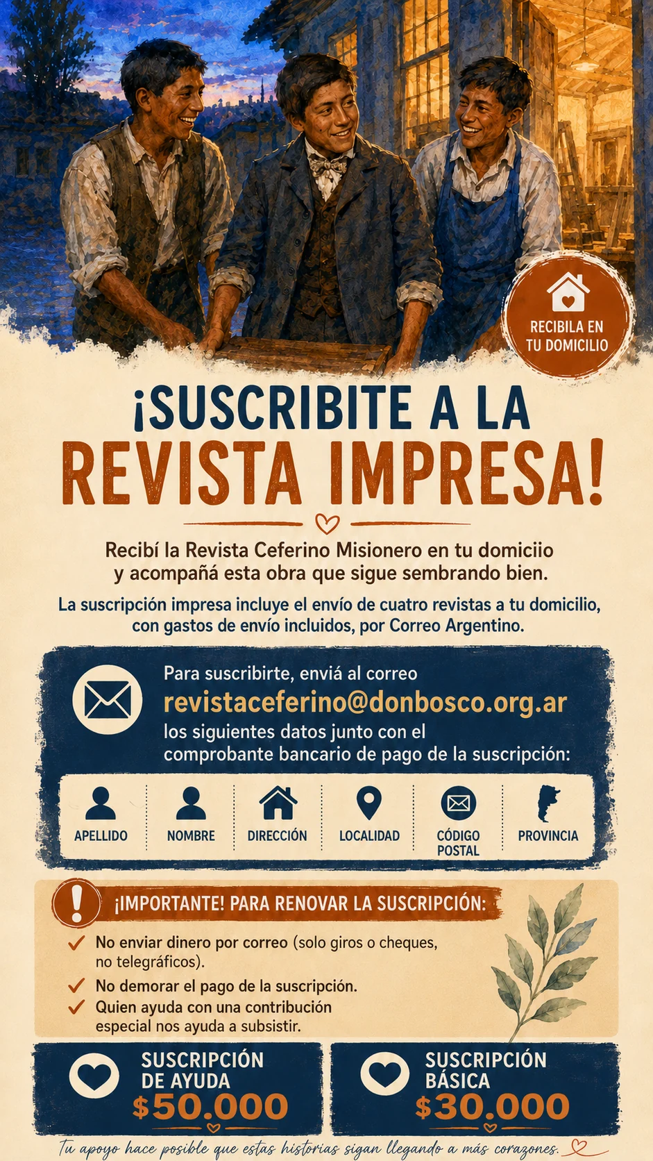 Información corregida para suscribirse a la revista impresa