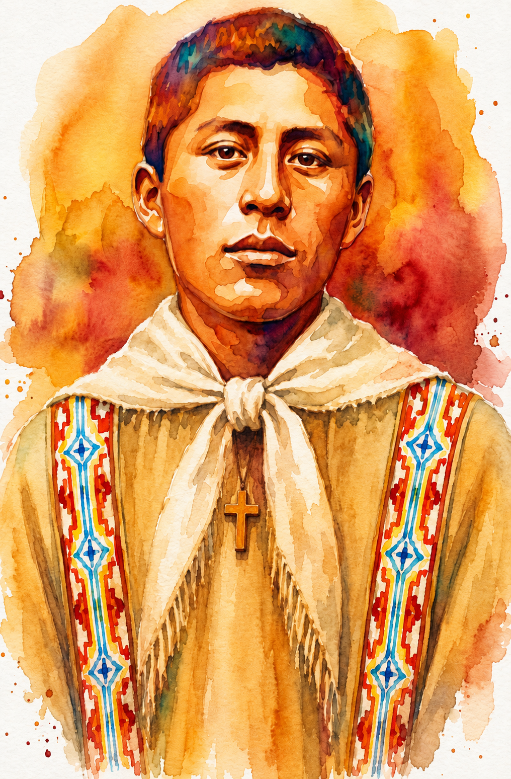 Ilustración en acuarela de Ceferino Namuncurá