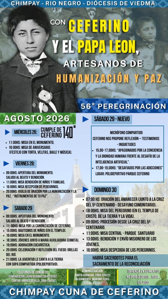 Programa de la Peregrinación a Chimpay 2026