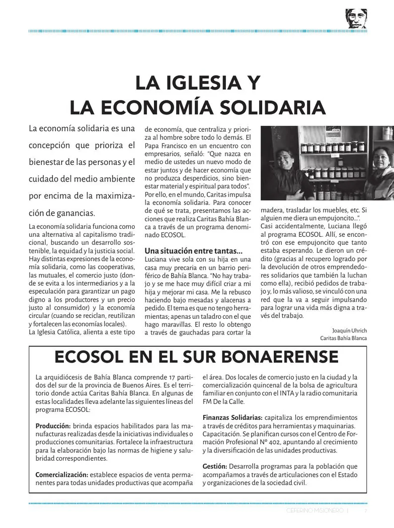 Artículo sobre Iglesia y economía solidaria