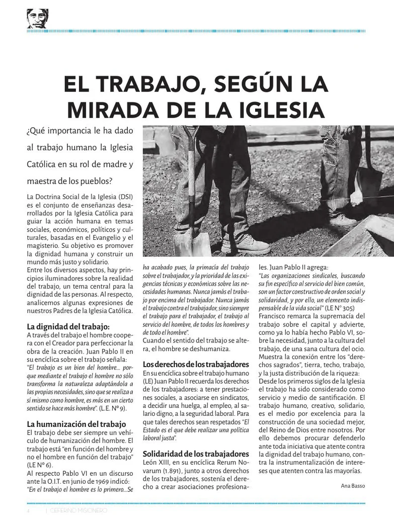 Artículo sobre el trabajo como derecho sagrado